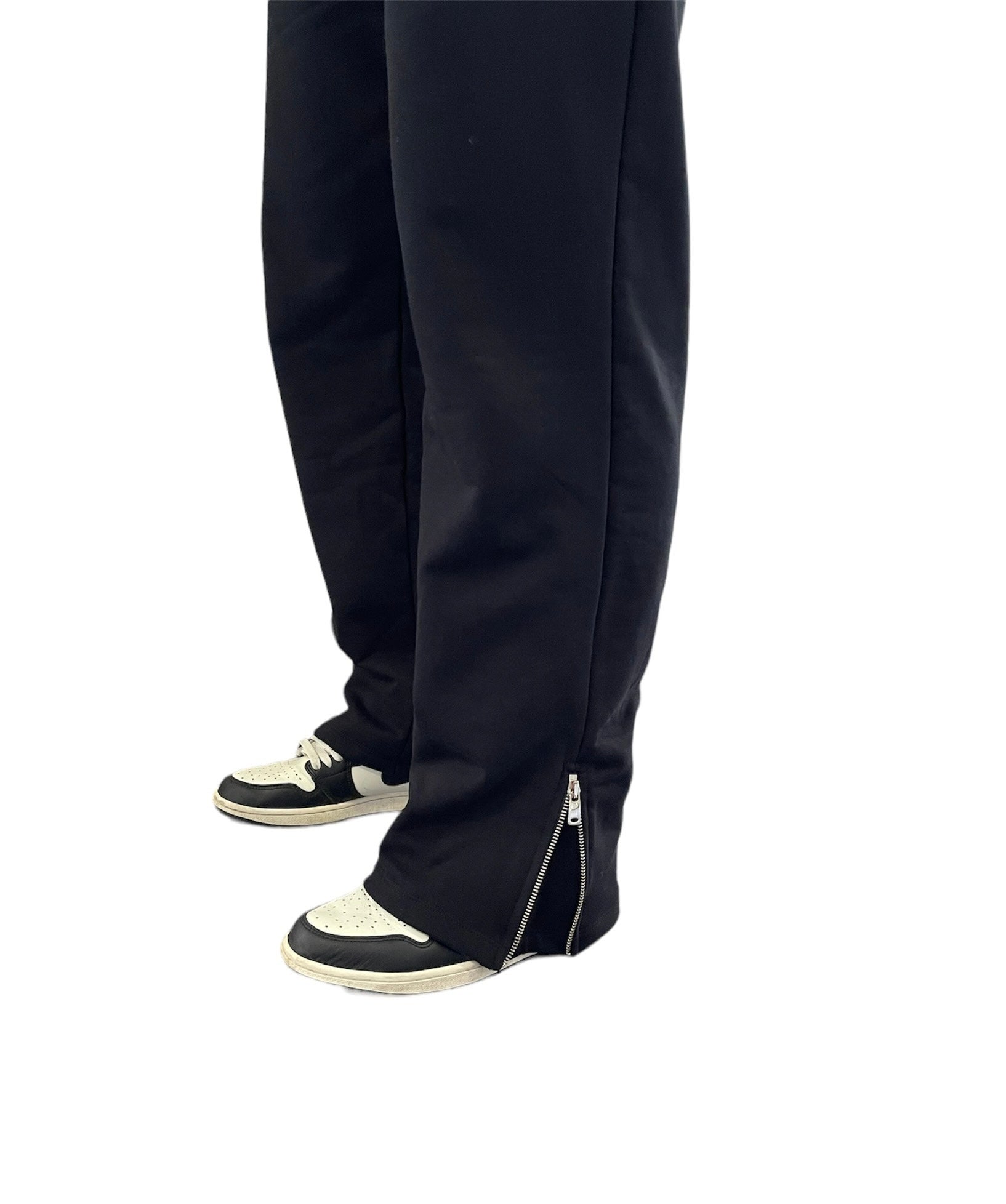 Flared Sweatpants Metal Zipper