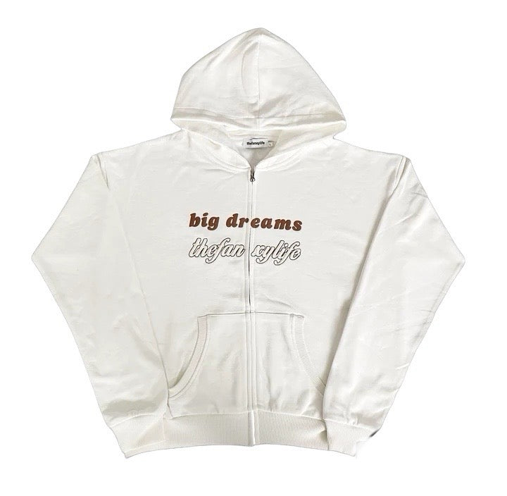 Big Dreams Zip Hoodie white