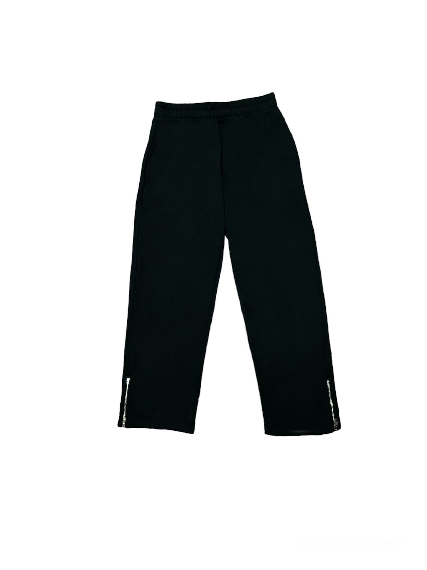 Black Sweatpants Metal Zipper