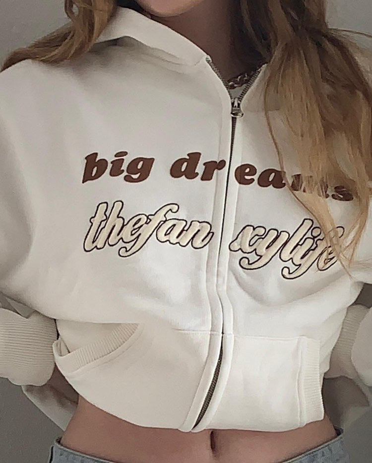 Big Dreams Zip Hoodie white