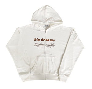 Big Dreams 2 Zip Hoodie white – thefanxylife