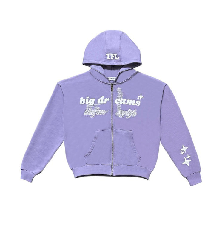 Big Dreams Zip Hoodie Purple – thefanxylife